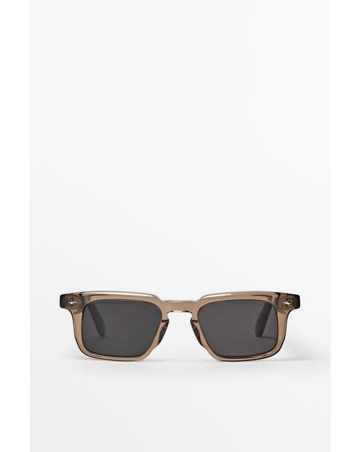 MASSIMO DUTTI Gray Narrow Rectangular Sunglasses for men