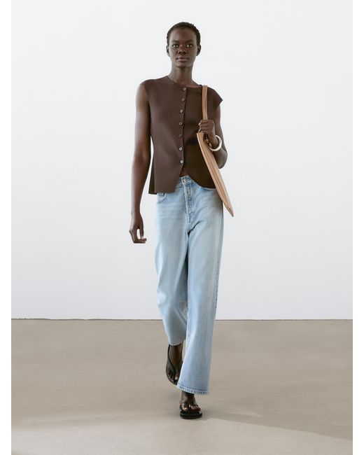MASSIMO DUTTI White Strickweste Im Tailored-Fit Mit Knöpfen