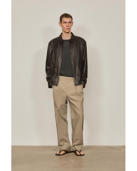 MASSIMO DUTTI Black Soft Nappa Leather Jacket for men