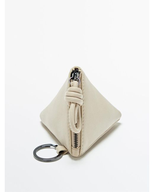 MASSIMO DUTTI Leather Triangle Case Charm in Natural | Lyst