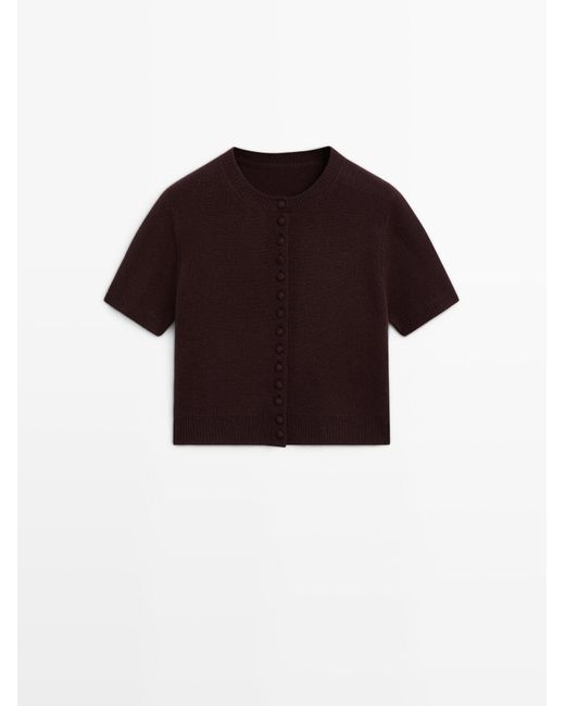 MASSIMO DUTTI Tricot Vest Met Korte Mouw in het Red