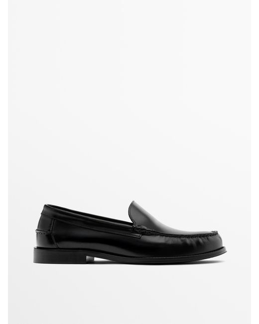 MASSIMO DUTTI White Antic Leather Loafer for men