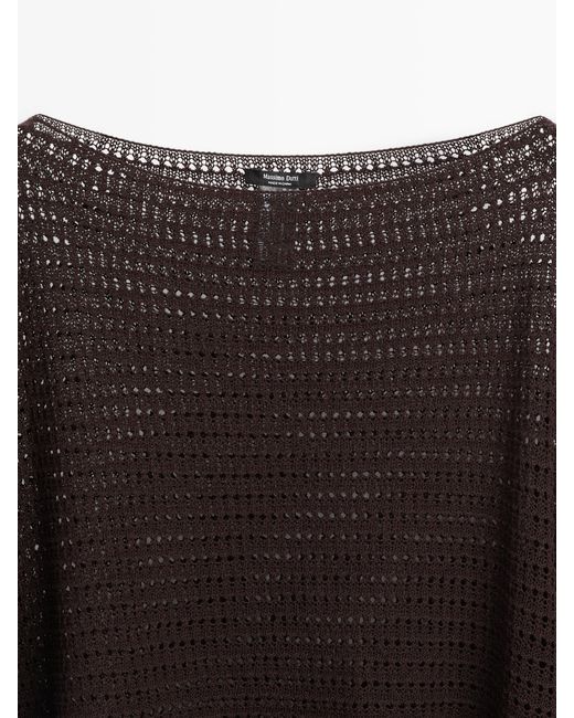 MASSIMO DUTTI Black Cotton Blend Openwork Detail Cape