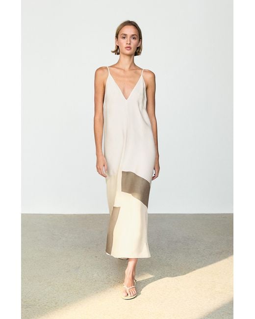 MASSIMO DUTTI White Contrast Flowing Midi Dress