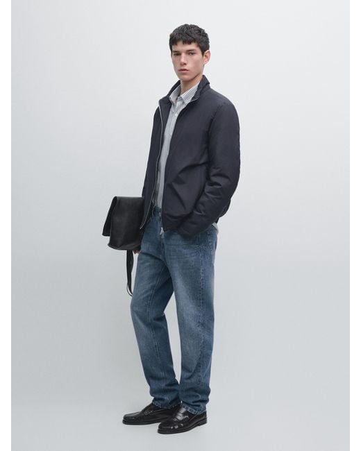 MASSIMO DUTTI Blue Extra Lightweight Water-Repellent Puffer Jacket for men