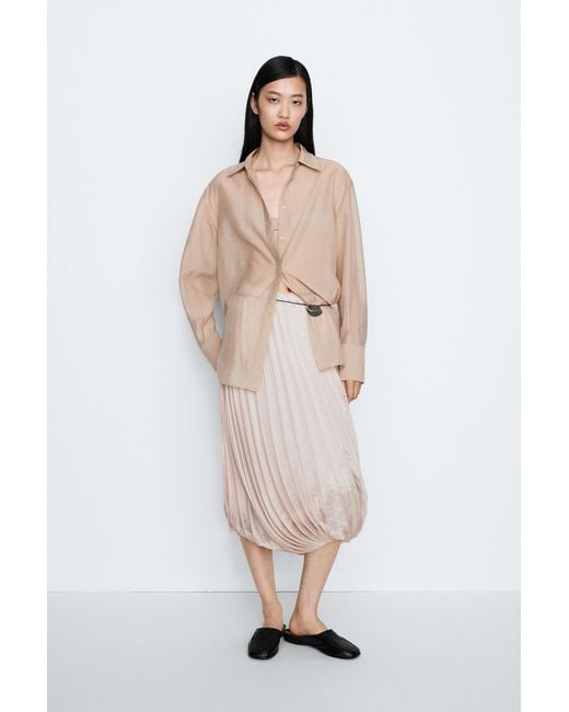 MASSIMO DUTTI White Semi-Sheer Flowing Shirt