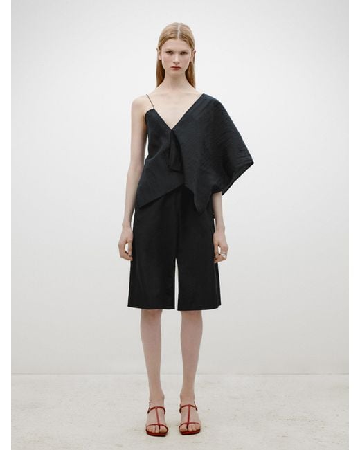 MASSIMO DUTTI Black Asymmetric Technical Top
