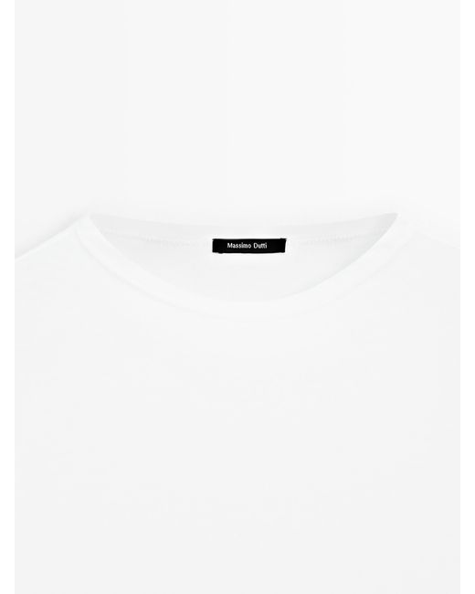 MASSIMO DUTTI White Long Sleeve Cotton Sweatshirt