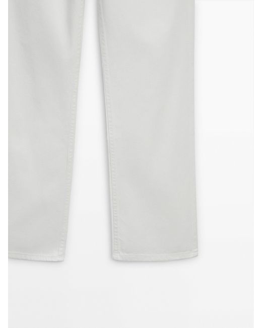 MASSIMO DUTTI White Wide-Leg Mid-Rise Jeans