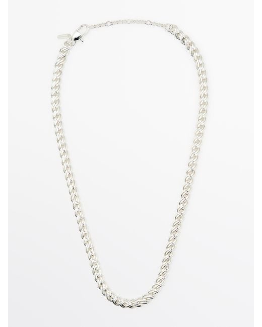 MASSIMO DUTTI White Toned Chain Link Necklace