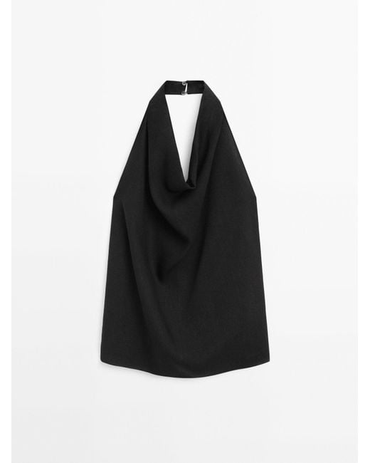 MASSIMO DUTTI Haltertop Met Plooi in het Multicolor