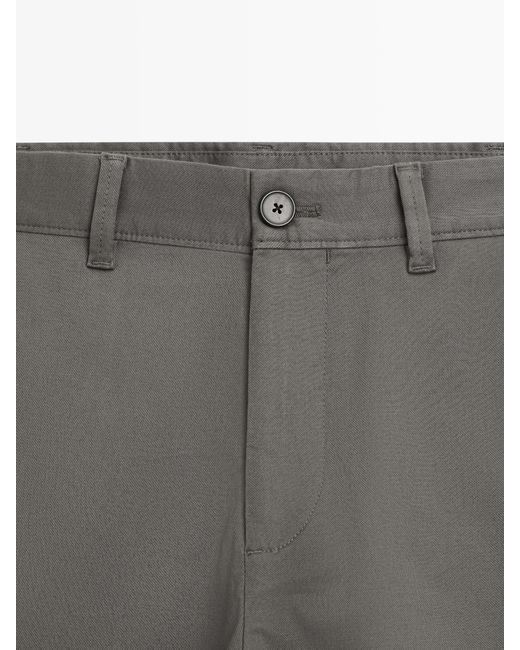 MASSIMO DUTTI White Cotton Blend Slim Fit Trousers for men