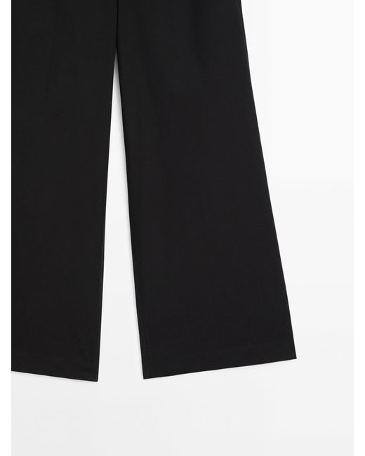 MASSIMO DUTTI Black 100% Cotton Poplin Trousers