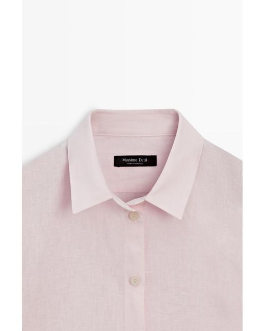 MASSIMO DUTTI Gray Flowing 100% Linen Shirt
