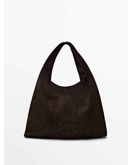MASSIMO DUTTI Splitsuède Minitas in het Black