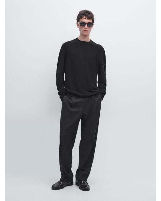 Pull À Manches Raglan En Maille 100 Laine MASSIMO DUTTI pour homme en coloris Black