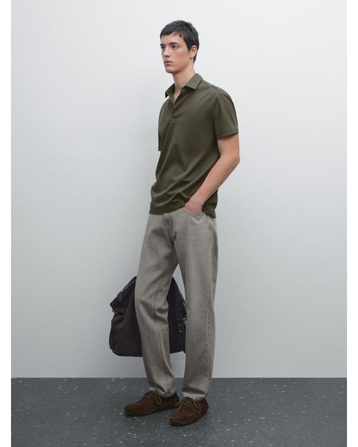 Polo Manches Courtes Texturé MASSIMO DUTTI pour homme en coloris Gray