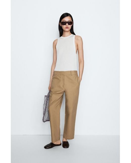 MASSIMO DUTTI White Adjustable Tab Detail Pants