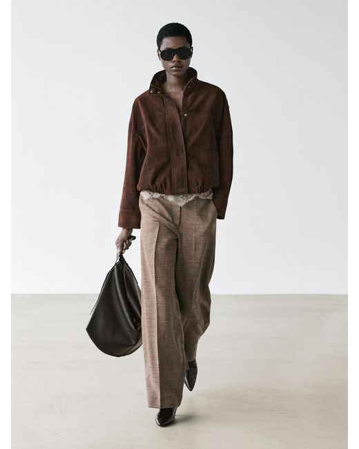MASSIMO DUTTI Multicolor Voluminous Wool Blend Wide-Leg Trousers