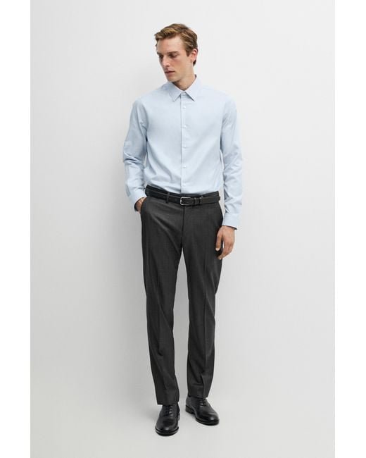 MASSIMO DUTTI Gray Slim Fit 100% Cotton Oxford Shirt for men