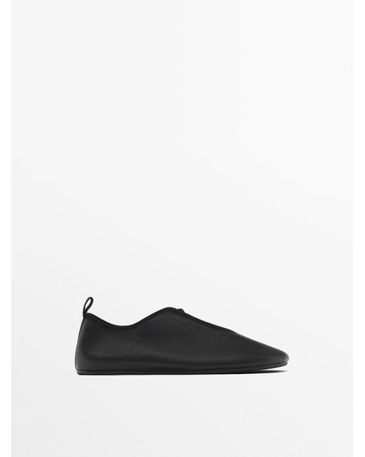 MASSIMO DUTTI White Soft Stretch Ballet Flats