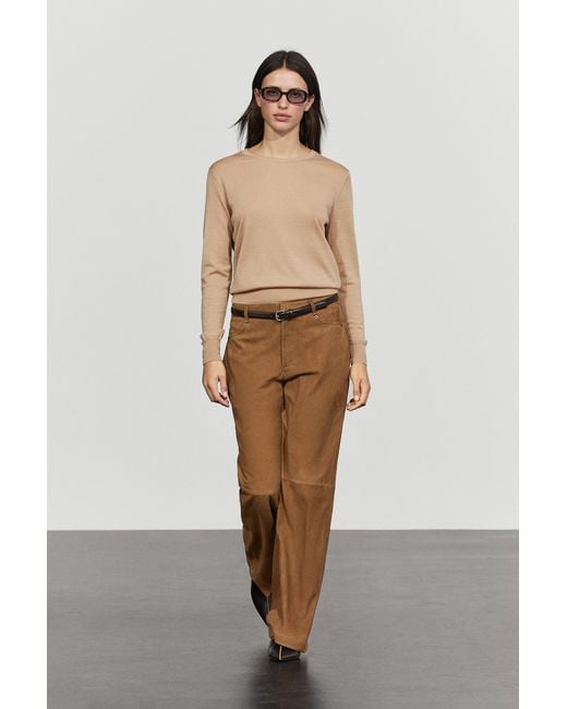 MASSIMO DUTTI Natural Suede Leather Pants