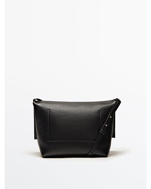 MASSIMO DUTTI Nappa Leather Crossbody Bag With Flap in Black Lyst