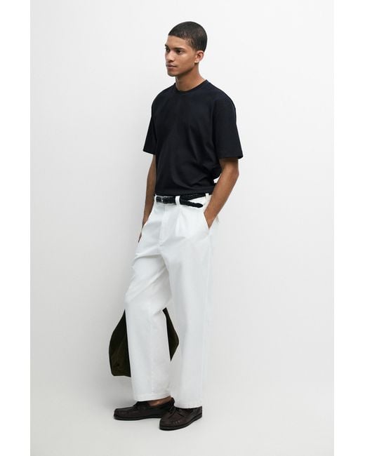 MASSIMO DUTTI Black Contrast Neck Short Sleeve T-Shirt for men