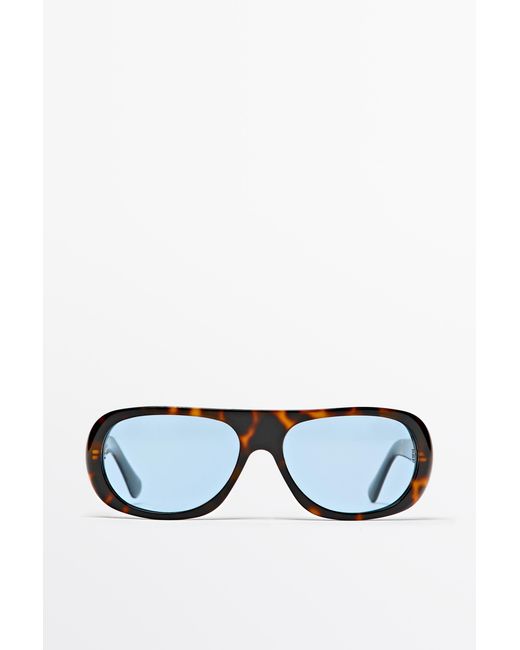 MASSIMO DUTTI Blue Wide Tortoiseshell-Effect Sunglasses