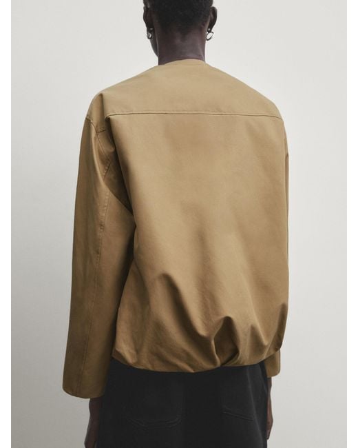 MASSIMO DUTTI Natural Voluminous Jacket With Snap Buttons