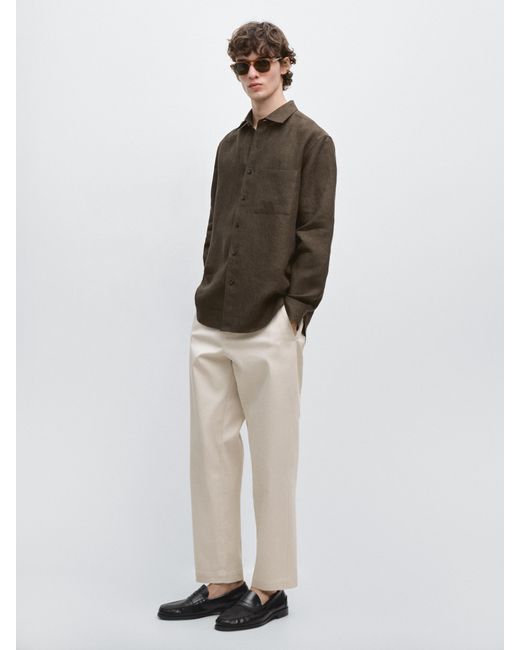 MASSIMO DUTTI Multicolor Regular Fit Faded Linen Shirt With Pocket Detail for men