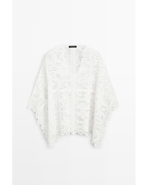 MASSIMO DUTTI Gehaakte Cape in het White