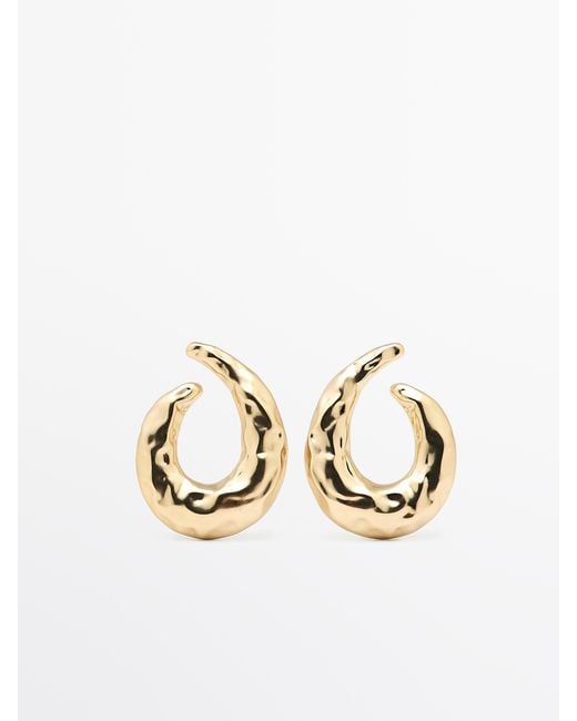 MASSIMO DUTTI Metallic Textured Hoop Earrings