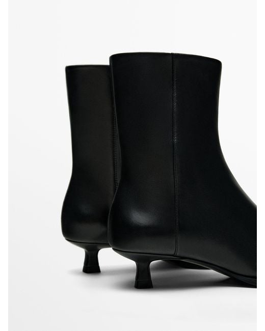 MASSIMO DUTTI Black Heeled Ankle Boots With Welt Detail