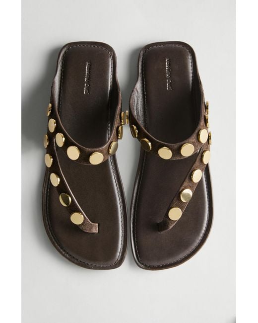 MASSIMO DUTTI Black Split Leather Sandals With Studs