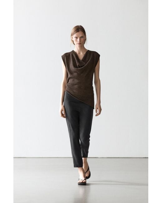 MASSIMO DUTTI Black Silk Blend Legging Pants