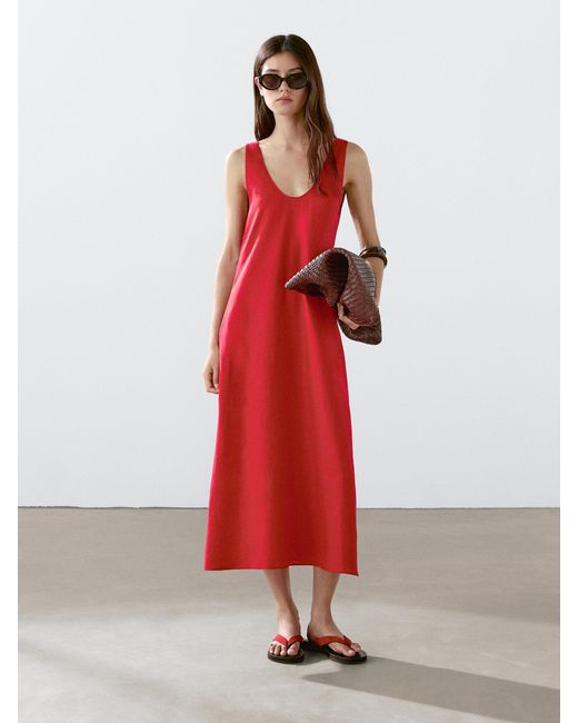 ★Massimo Dutti★ 100 linen round neck midi dress Massimo Dutti Round Neck Midi Dress MASSIMO DUTTI 100% Linen