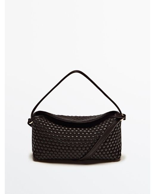 MASSIMO DUTTI Black Woven Crossbody Bag