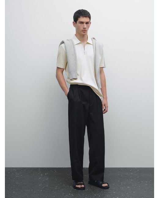 Polo 100 Coton À Manches Courtes MASSIMO DUTTI pour homme en coloris White