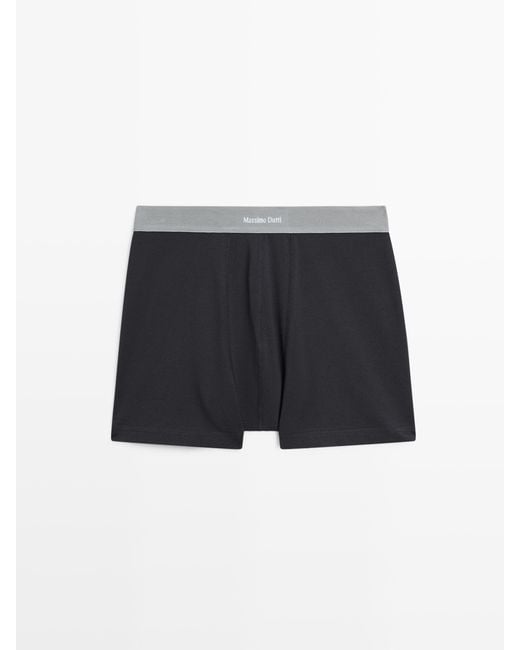 MASSIMO DUTTI Blue Boxers With Logo Waistband for men
