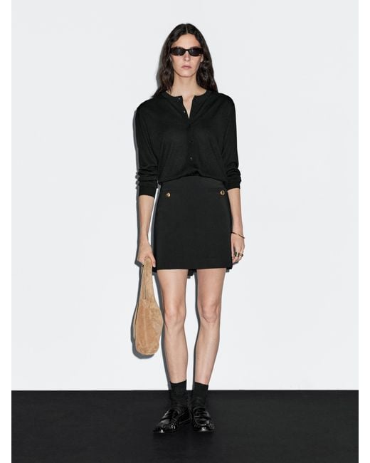 MASSIMO DUTTI Black Button-Up Mini Skirt