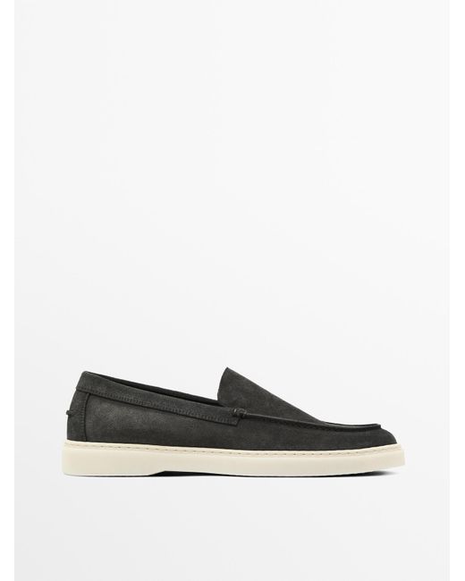 MASSIMO DUTTI Splitsuède Loafer in het White voor heren