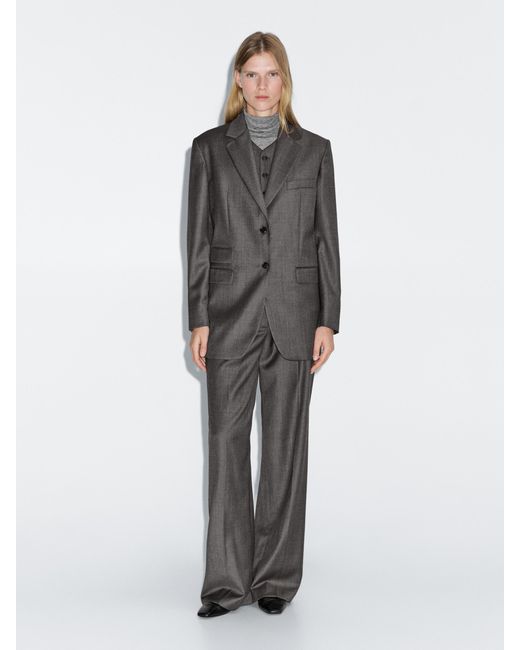 MASSIMO DUTTI Gray Wool Suit Blazer