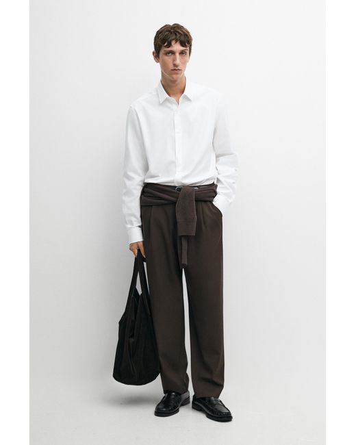 MASSIMO DUTTI White 100% Cotton Regular Fit Shirt for men