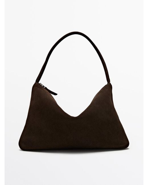 MASSIMO DUTTI Black Split Cowhide Leather Bag