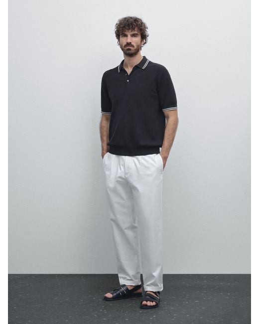 Polo Punto 100% Algodon MASSIMO DUTTI de hombre de color Gray