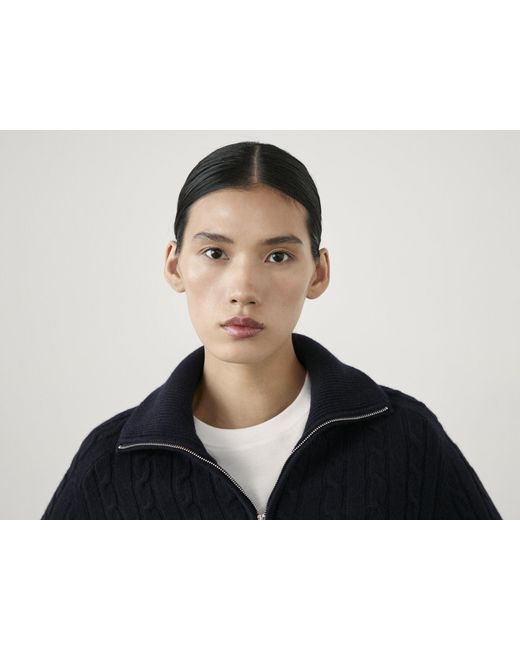 MASSIMO DUTTI Black Cardigan Mit Zopfmuster Aus Wollmischgewebe