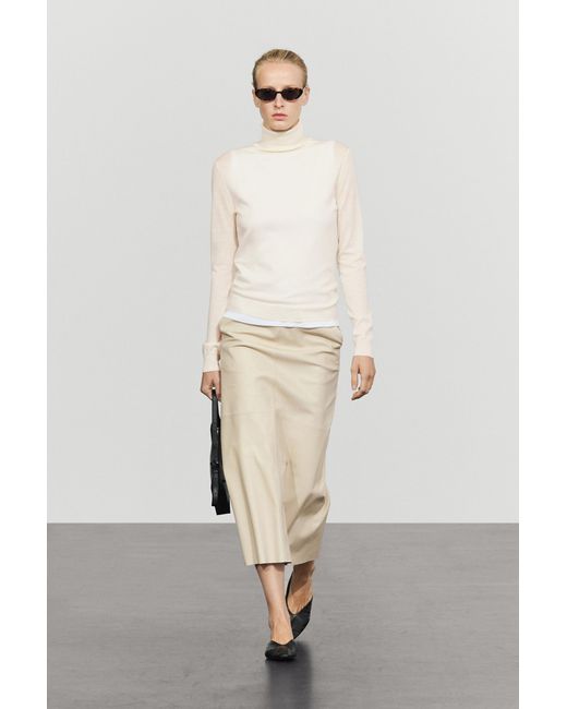 MASSIMO DUTTI Natural Wool-Blend Turtleneck Knit Sweater