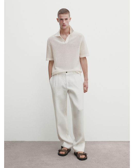 Maglia A Polo Strutturata A Maniche Corte di MASSIMO DUTTI in White da Uomo