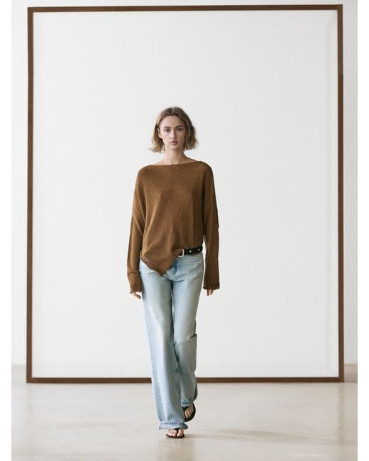 MASSIMO DUTTI White Asymmetrical Knit Cape Jumper